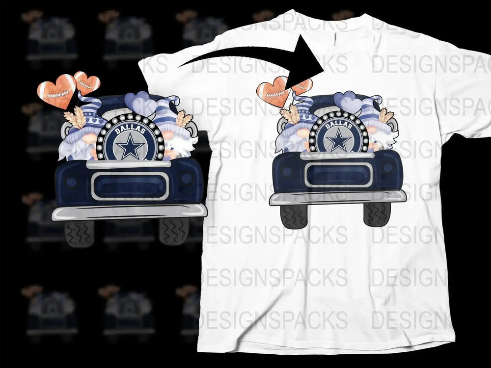 Football Gnomes with Truck Dallas Fans Png Digital Download