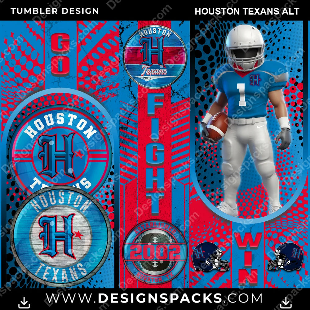 Football Go Fight Win Houston Texans Alt NFL Football Tumbler Digital Wrap Design Download