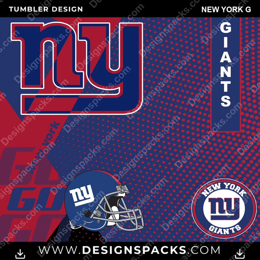 Football GO New York G NFL Football Tumbler Digital Wrap Design Download