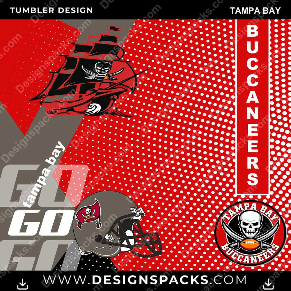 Football GO Tampa Bay NFL Football Tumbler Digital Wrap Design Download