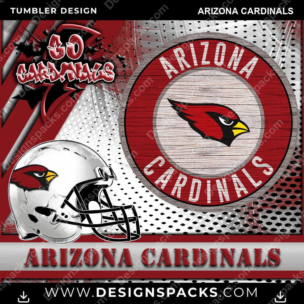 Football Go Team Arizona Cardinals NFL Football Tumbler Digital Wrap Design Download