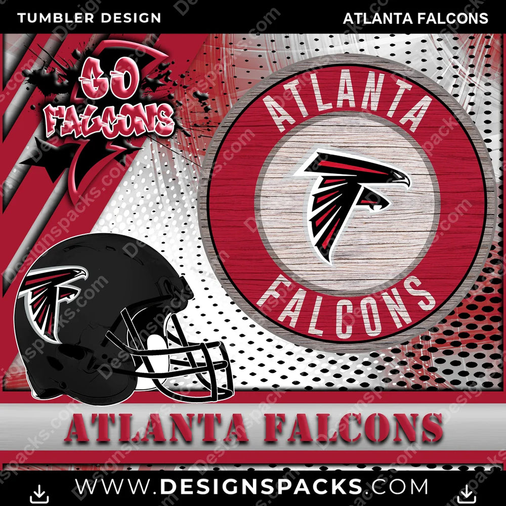 Football Go Team Atlanta Falcons NFL Football Tumbler Digital Wrap Design Download