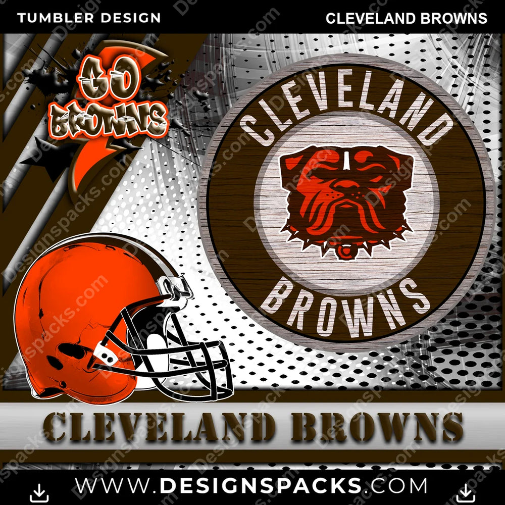 Football Go Team Cleveland Browns NFL Football Tumbler Digital Wrap Design Download