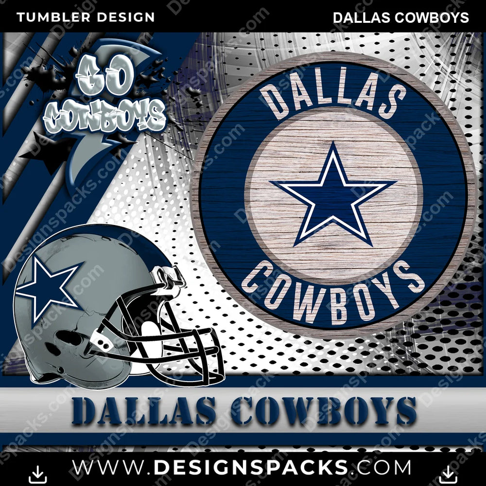 Football Go Team Dallas Cowboys NFL Football Tumbler Digital Wrap Design Download