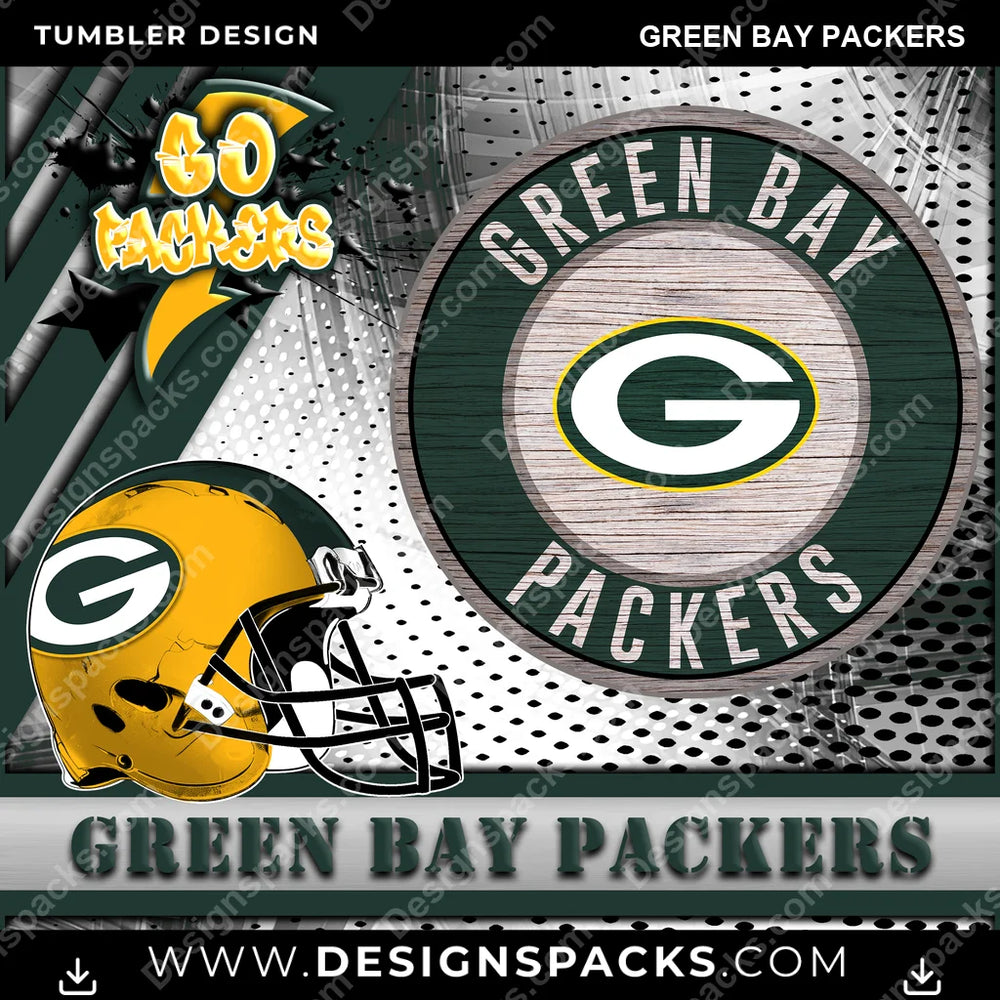 Football Go Team Green Bay Packers NFL Football Tumbler Digital Wrap Design Download