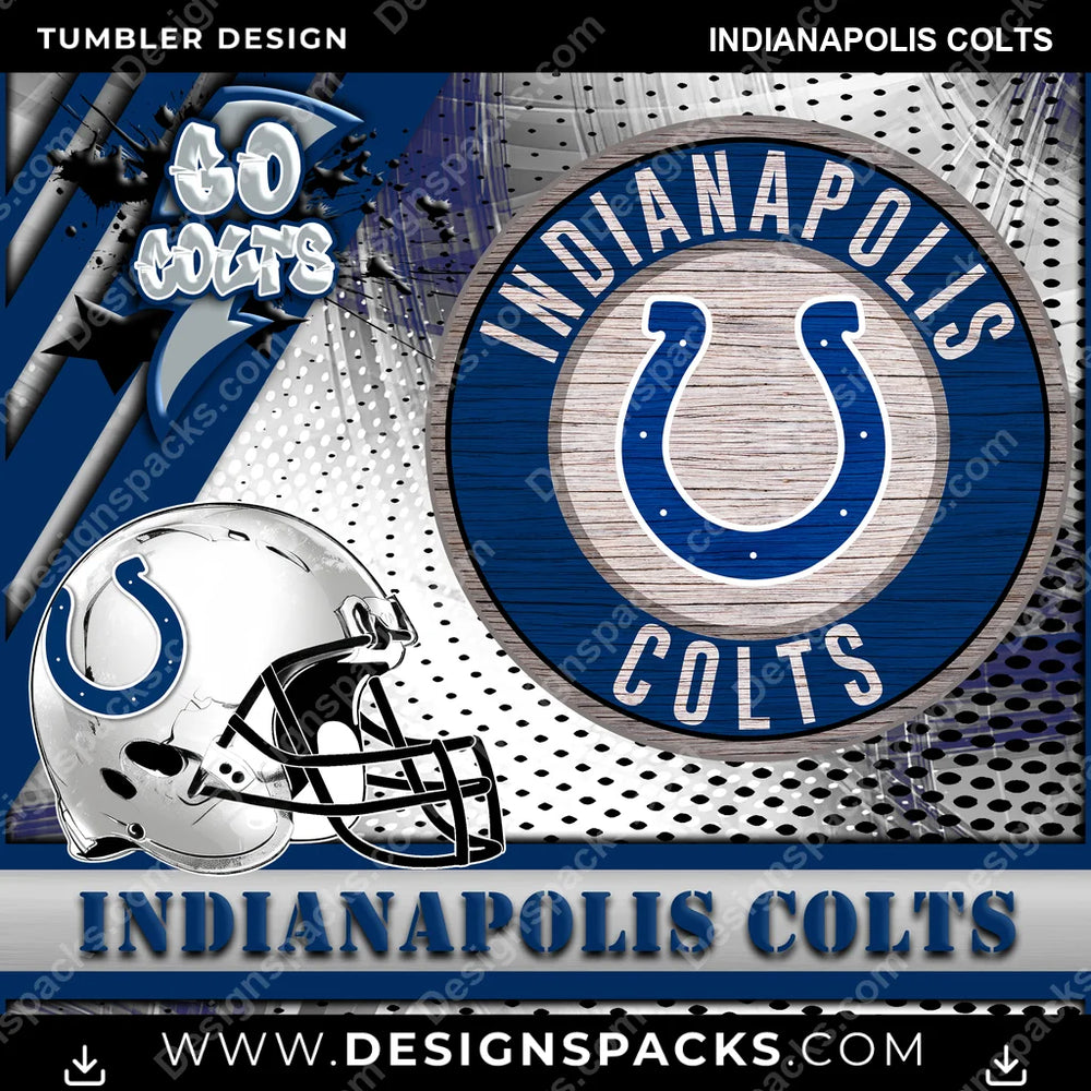 Football Go Team Indianapolis Colts NFL Football Tumbler Digital Wrap Design Download