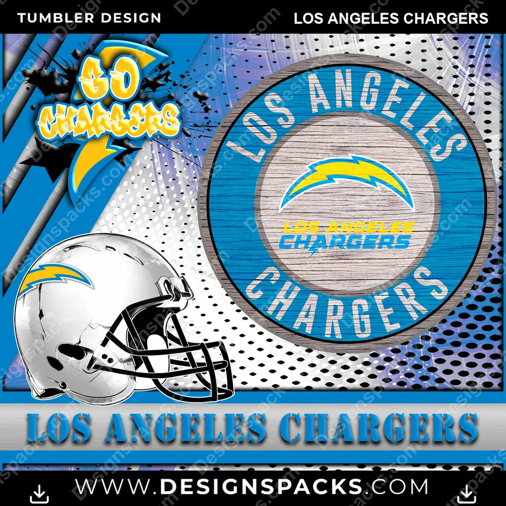 Football Go Team Los Angeles Chargers NFL Football Tumbler Digital Wrap Design Download