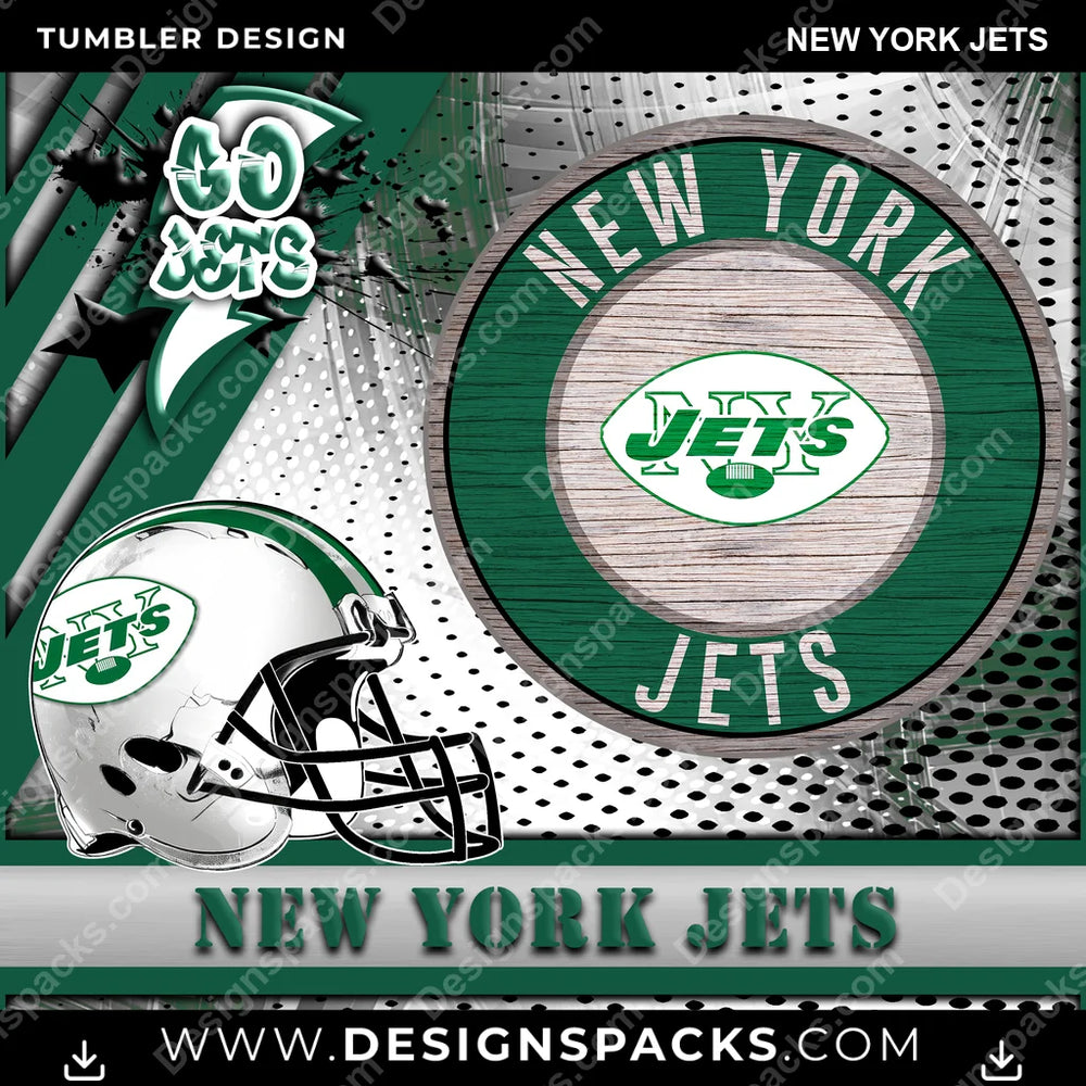 Football Go Team New York Jets NFL Football Tumbler Digital Wrap Design Download