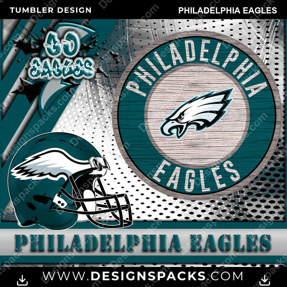 Football Go Team Philadelphia Eagles NFL Football Tumbler Digital Wrap Design Download
