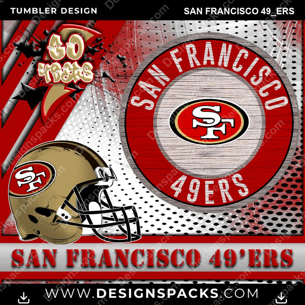 Football Go Team San Francisco 49ers NFL Football Tumbler Digital Wrap Design Download