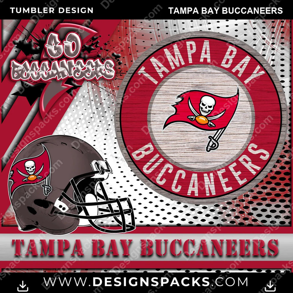 Football Go Team Tampa Bay Buccaneers NFL Football Tumbler Digital Wrap Design Download
