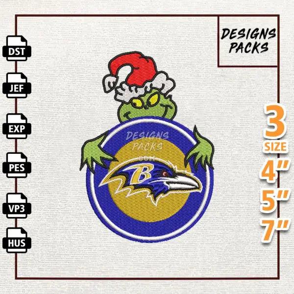 Football Grinch Baltimore Ravens Embroidery Design