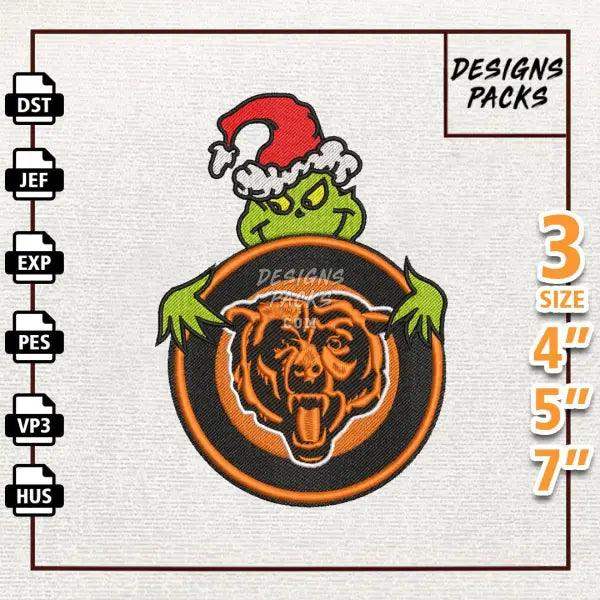 Football Grinch Chicago Bears Embroidery Design