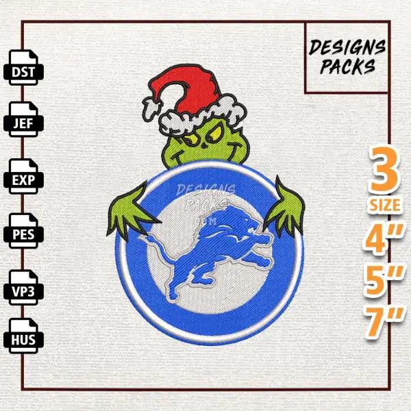 Football Grinch Detroit Lions Embroidery Design