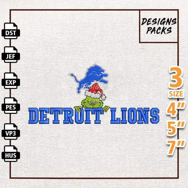 Football Grinch Detruit Lions Embroidery Design