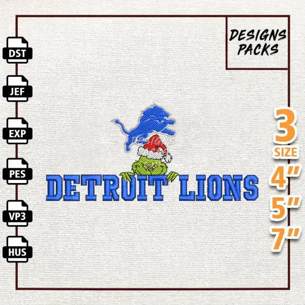 Football Grinch Detruit Lions Embroidery Design