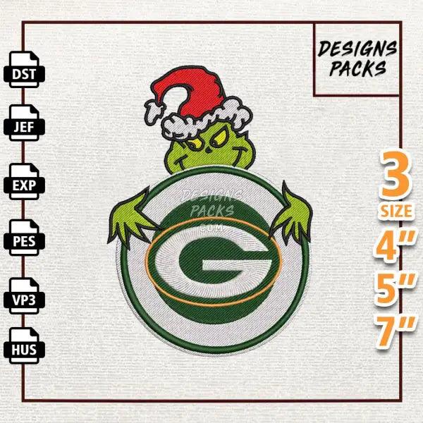 Football Grinch Green Bay Packers Embroidery Design