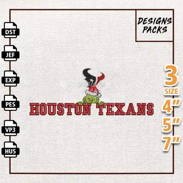 Football Grinch Houseton Texans Embroidery Design