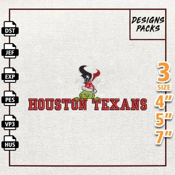 Football Grinch Houseton Texans Embroidery Design