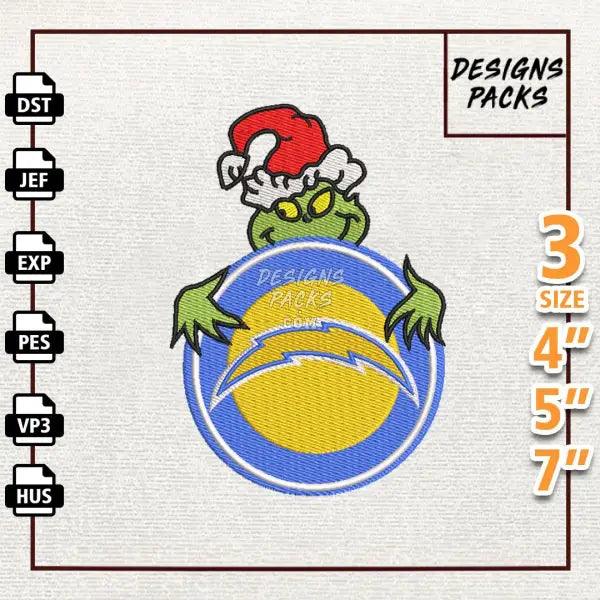 Football Grinch Los Angeles Chargers Embroidery Design