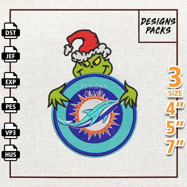 Football Grinch Miami Dolphins Embroidery Design