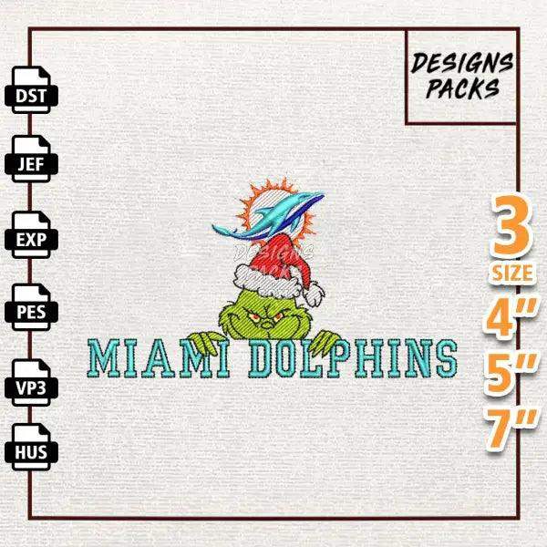Football Grinch Miami Dolphins Embroidery Design