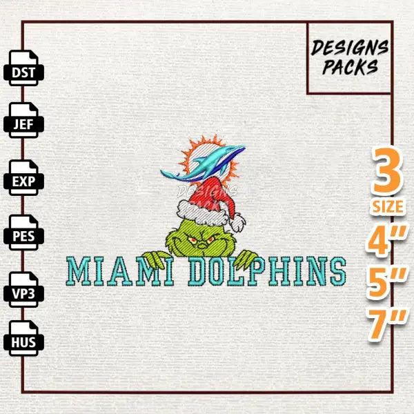 Football Grinch Miami Dolphins Embroidery Design