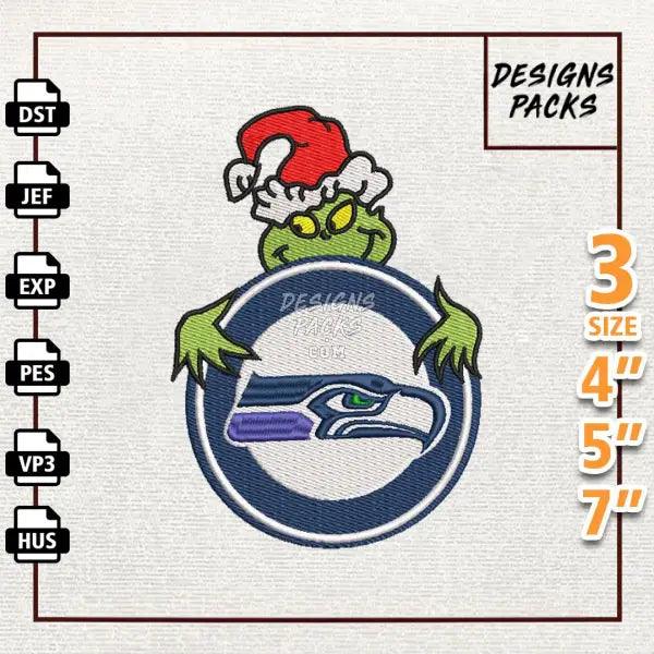 Football Grinch Seattle Seahawks Embroidery Design