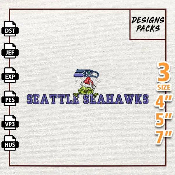 Football Grinch Settle Seahawks Embroidery Design