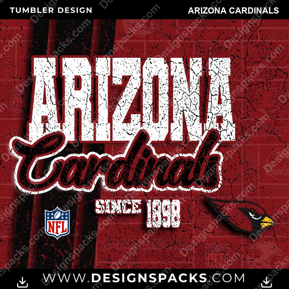 Football Grunge Arizona Cardinals NFL Football Tumbler Digital Wrap Design Download