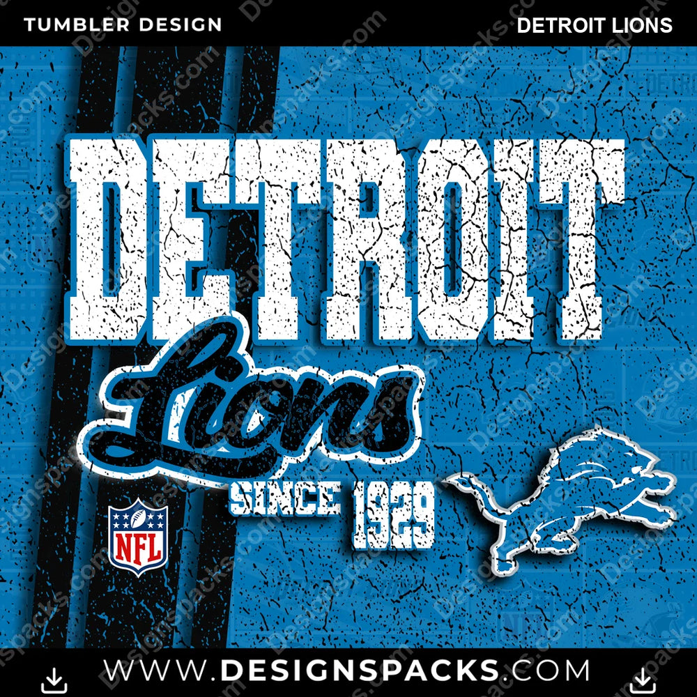 Football Grunge Detroit Lions NFL Football Tumbler Digital Wrap Design Download