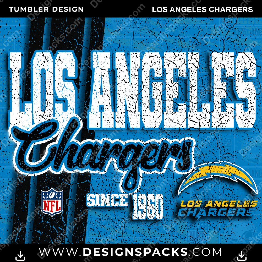 Football Grunge Los Angeles Chargers NFL Football Tumbler Digital Wrap Design Download