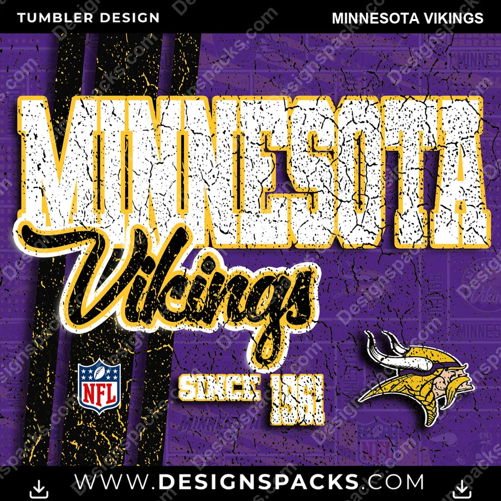 Football Grunge Minnesota Vikings NFL Football Tumbler Digital Wrap Design Download