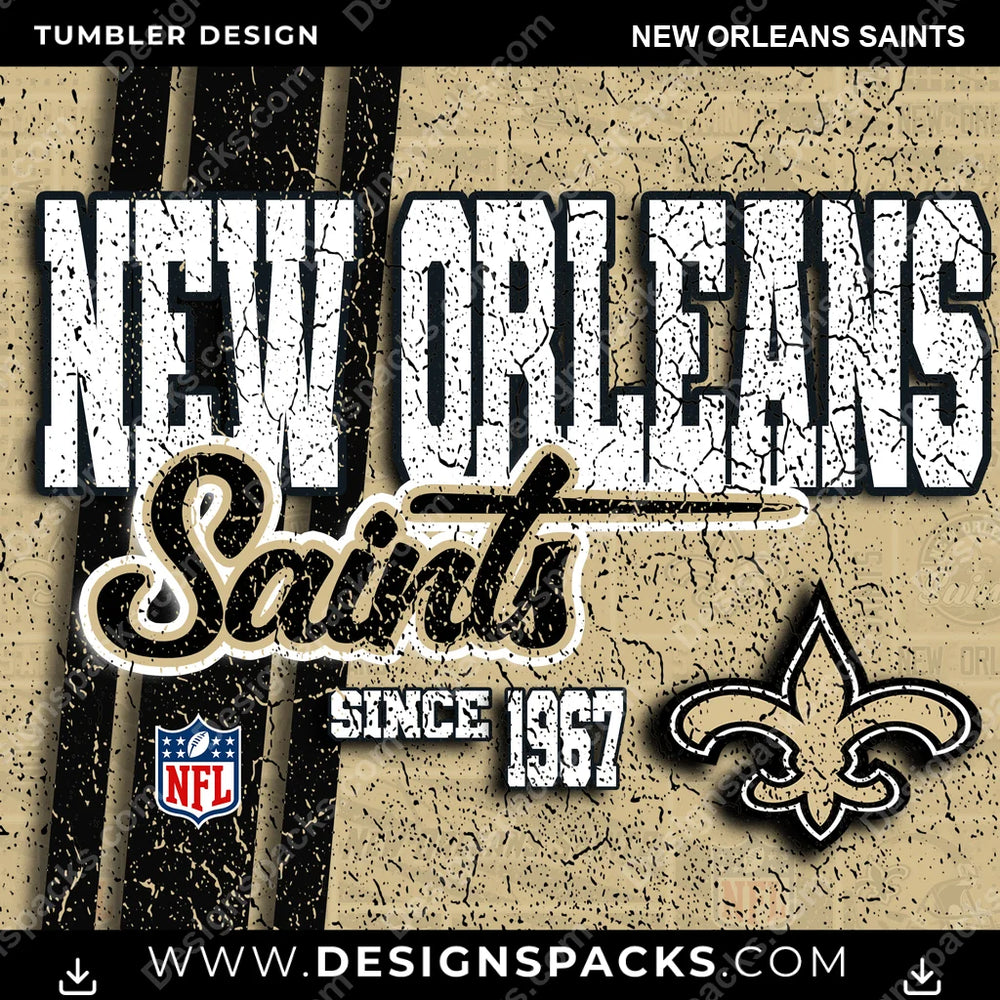 Football Grunge New Orleans Saints NFL Football Tumbler Digital Wrap Design Download
