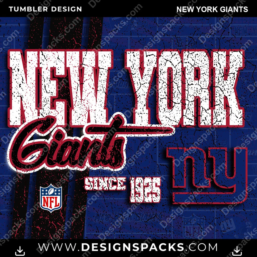 Football Grunge New York Giants NFL Football Tumbler Digital Wrap Design Download