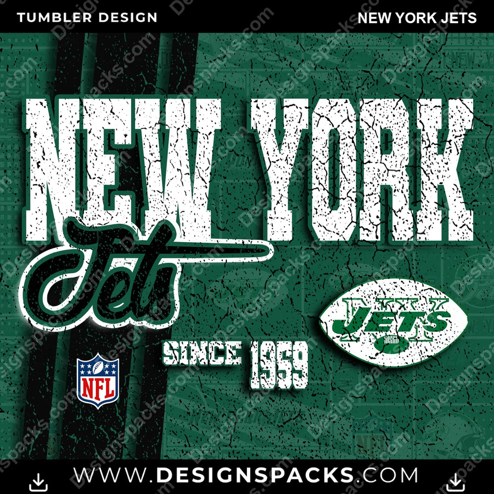 Football Grunge New York Jets NFL Football Tumbler Digital Wrap Design Download
