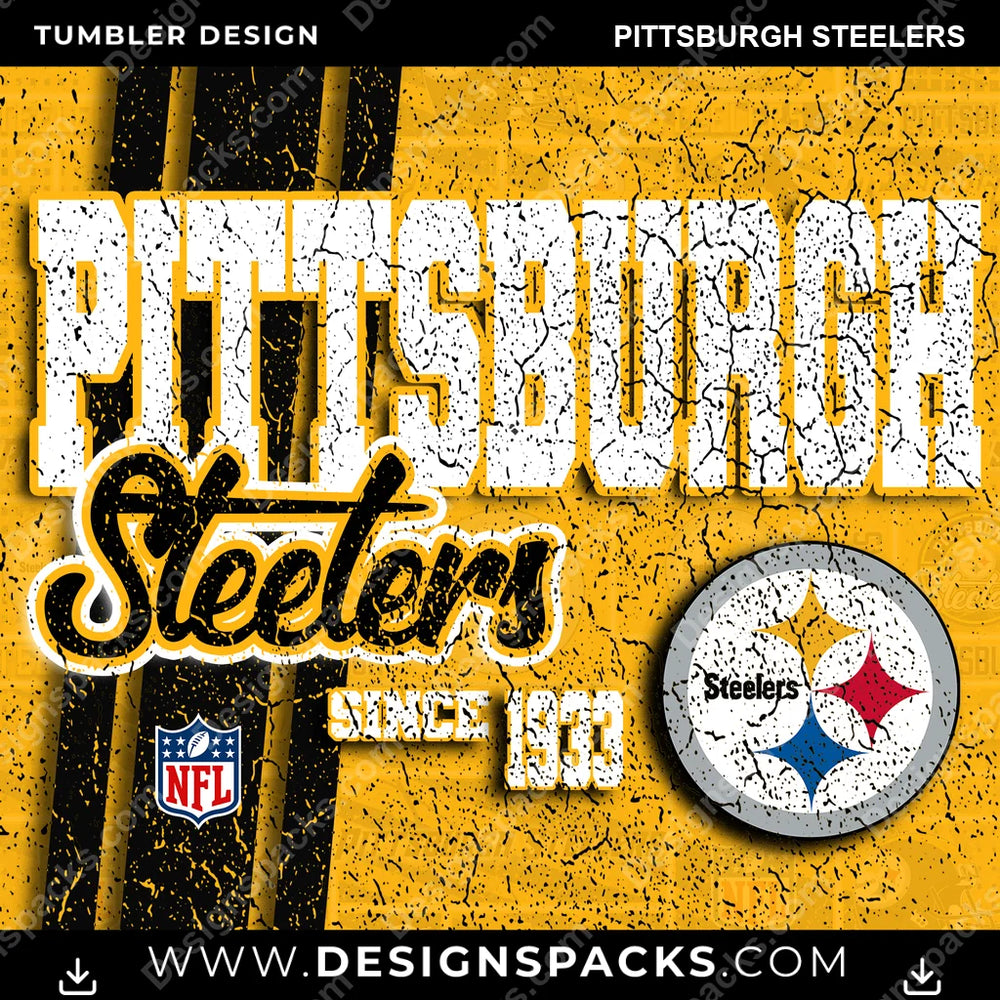 Football Grunge Pittsburgh Steelers NFL Football Tumbler Digital Wrap Design Download
