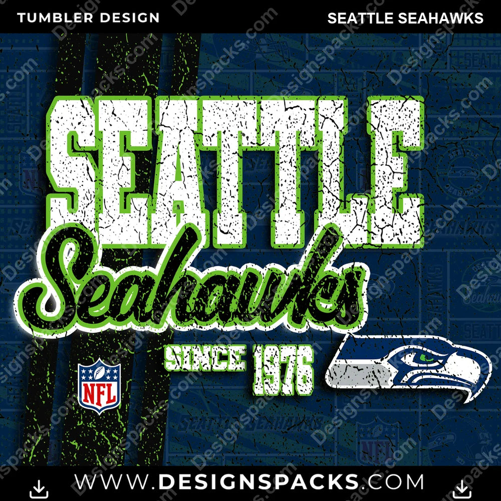 Football Grunge Seattle Seahawks NFL Football Tumbler Digital Wrap Design Download