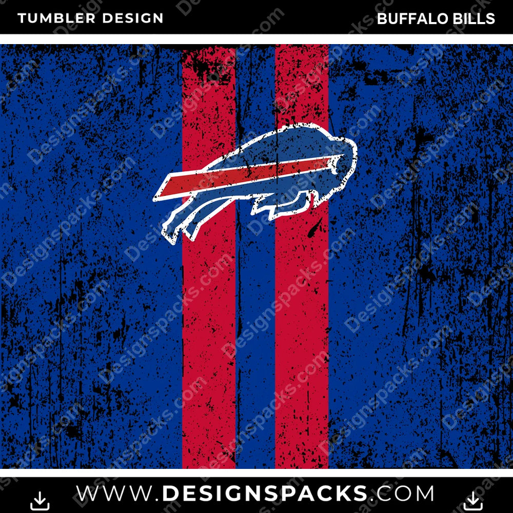 Football Grunge Style Buffalo Bills NFL Football Tumbler Digital Wrap Design Download