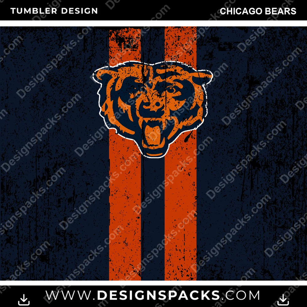 Football Grunge Style Chicago Bears NFL Football Tumbler Digital Wrap Design Download