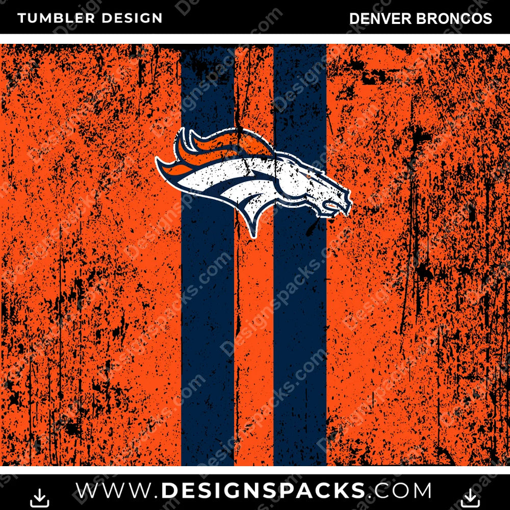 Football Grunge Style Denver Broncos NFL Football Tumbler Digital Wrap Design Download