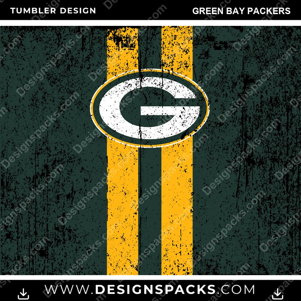 Football Grunge Style Green Bay Packers NFL Football Tumbler Digital Wrap Design Download
