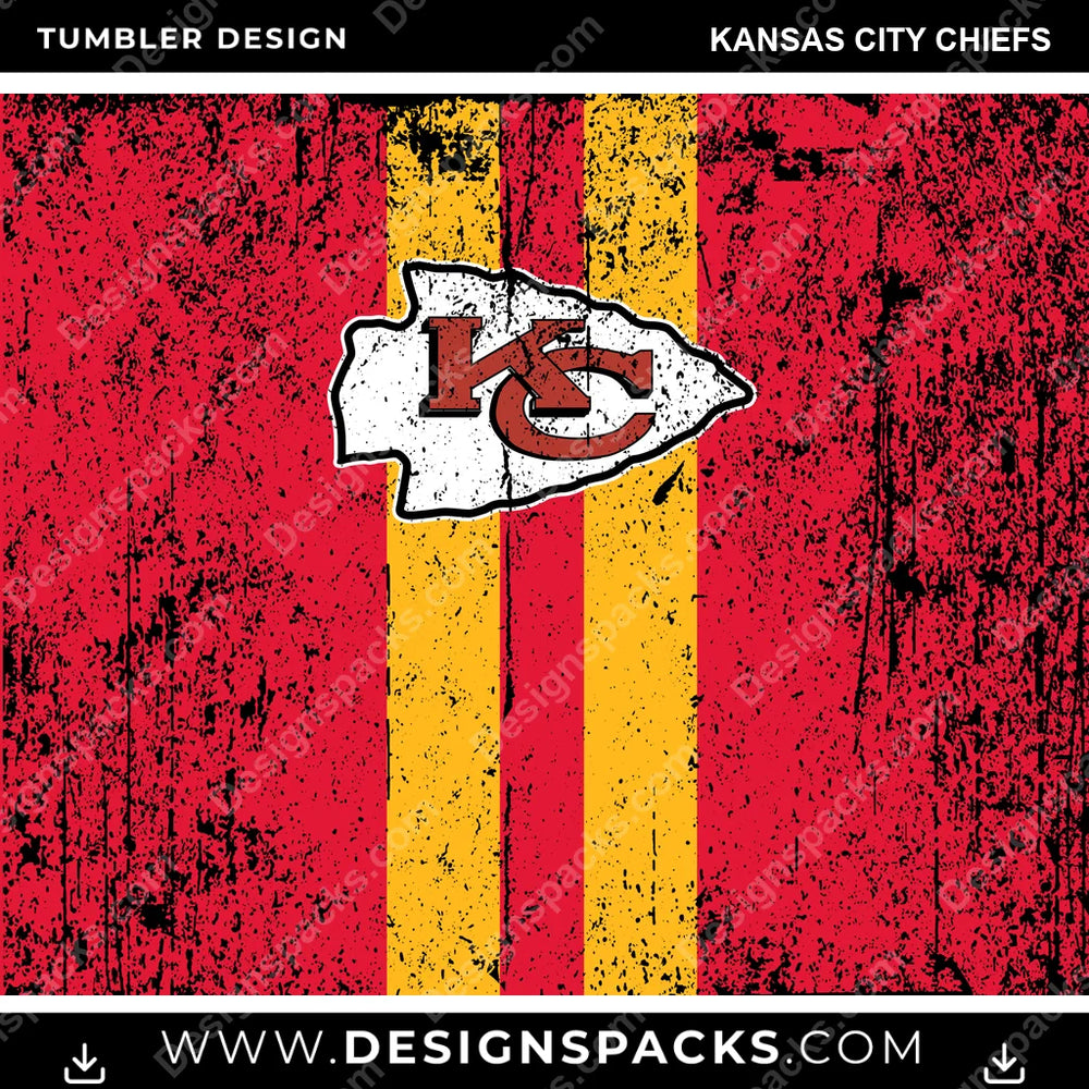 Football Grunge Style Kansas City Chiefs NFL Football Tumbler Digital Wrap Design Download