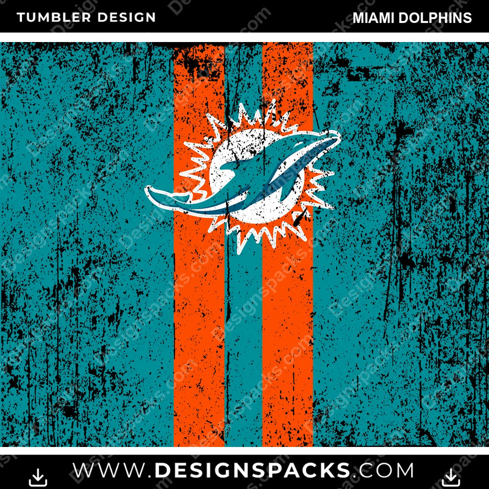 Football Grunge Style Miami Dolphins NFL Football Tumbler Digital Wrap Design Download