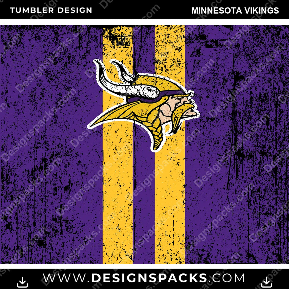 Football Grunge Style Minnesota Vikings NFL Football Tumbler Digital Wrap Design Download