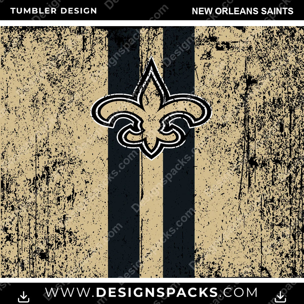 Football Grunge Style New Orleans Saints NFL Football Tumbler Digital Wrap Design Download