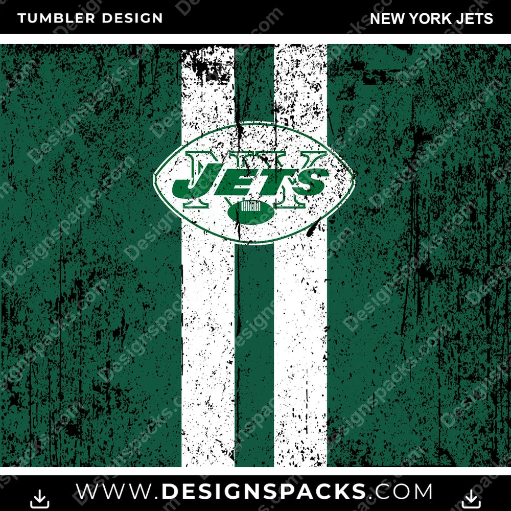Football Grunge Style New York Jets NFL Football Tumbler Digital Wrap Design Download
