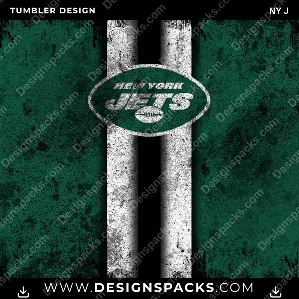 Football Grunge Style NY J NFL Football Tumbler Digital Wrap Design Download