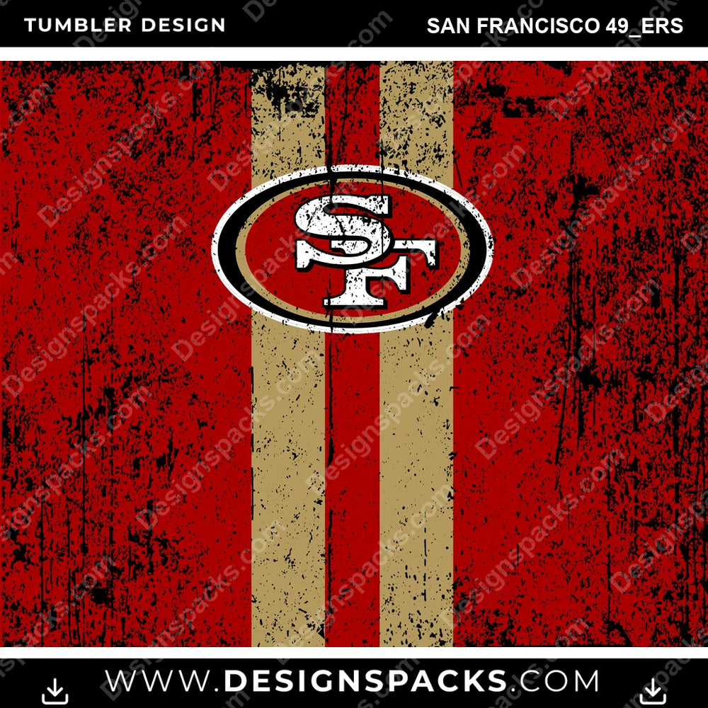 Football Grunge Style San Francisco 49ers NFL Football Tumbler Digital Wrap Design Download