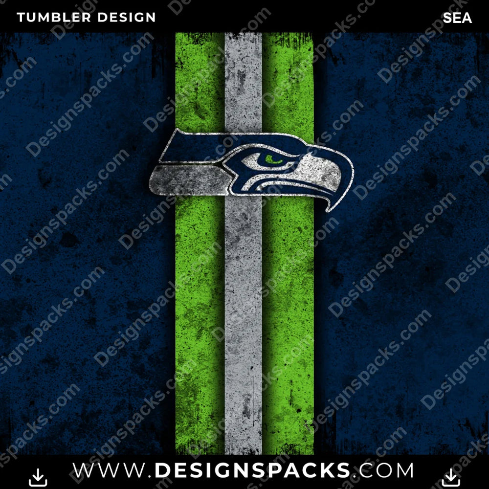 Football Grunge Style SEA NFL Football Tumbler Digital Wrap Design Download